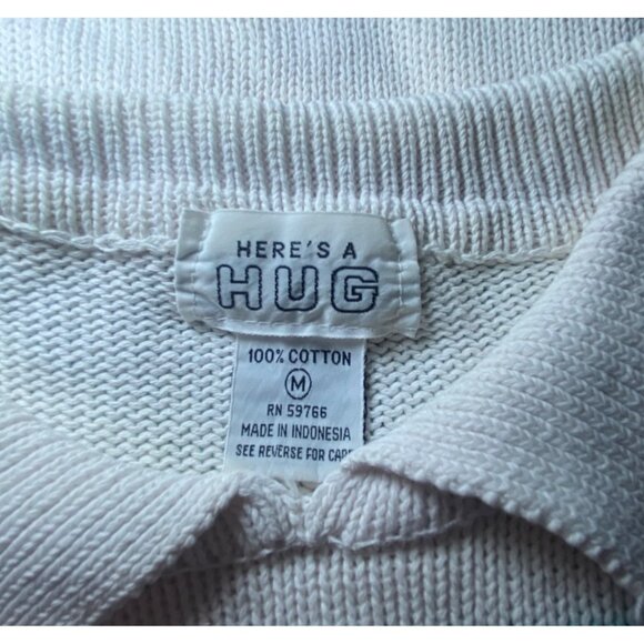 Vintage Striped Knit Collared Sweater White Pink Mint Pastel Size M Retro - Picture 7 of 7